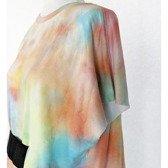 Zara Trafaluc Sz M Tie Dye Print Oversized Sweatshirt Shift Dress 80s Colorful - Picture 7 of 12